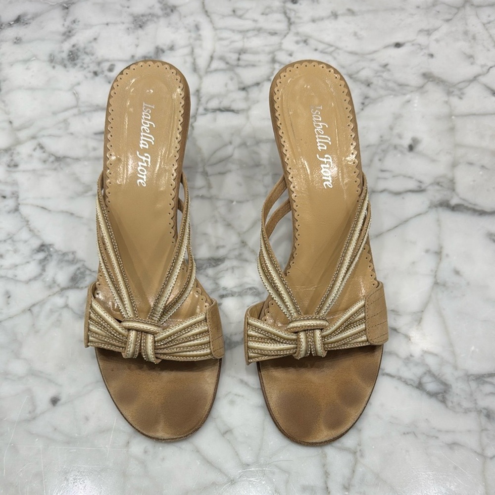 Isabella Fiore Beige Suede Camille Sandal Size 8